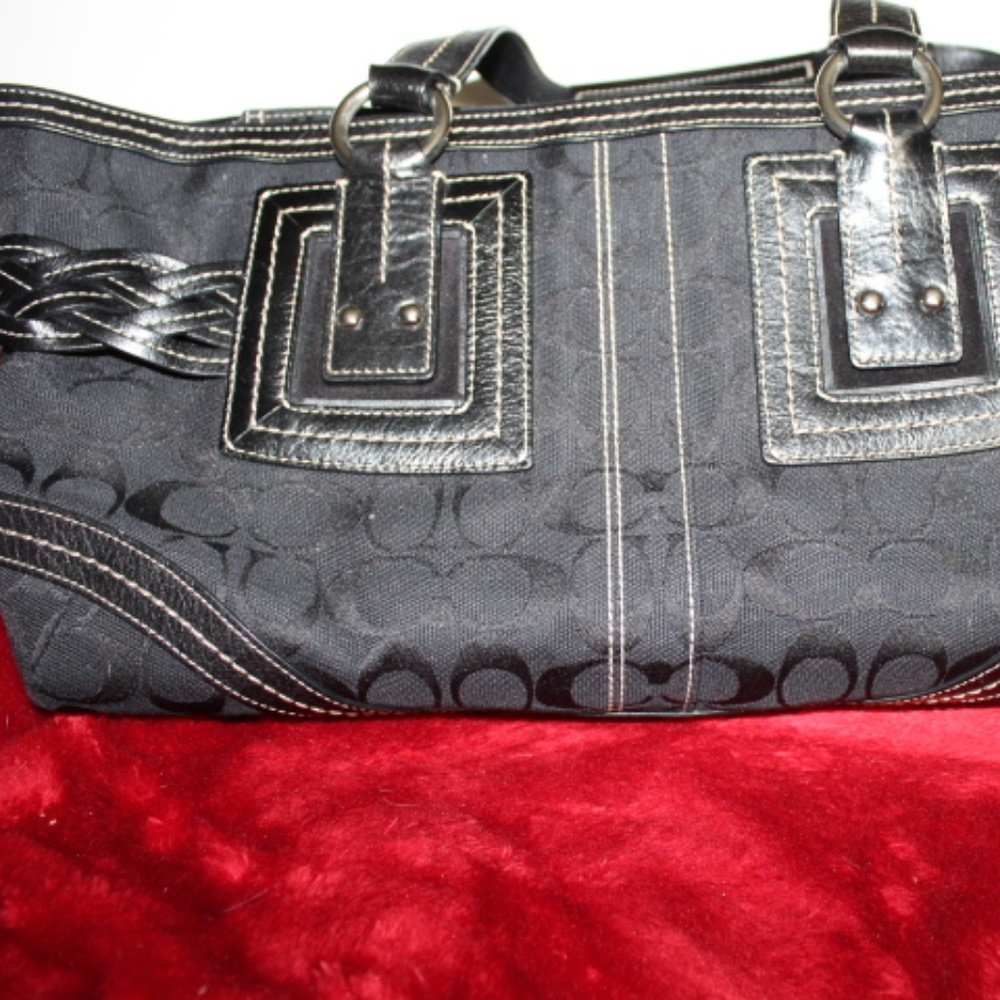 ⭐️CLEARANCE SALE⭐️👜HOST PICK👜 COACH Black Canvas & Leather Satchel - Picture 8 of 11